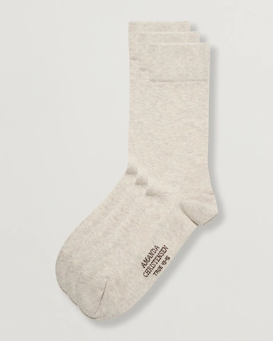 Herren | Normale Socken | Amanda Christensen | 3-Pack True Cotton Socks Sand Melange