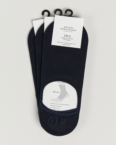 Herren | Amanda Christensen | Amanda Christensen | 3-Pack True Cotton Invisible Socks Dark Navy