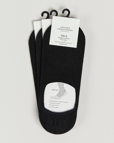 Herren | Amanda Christensen | Amanda Christensen | 3-Pack True Cotton Invisible Socks Black