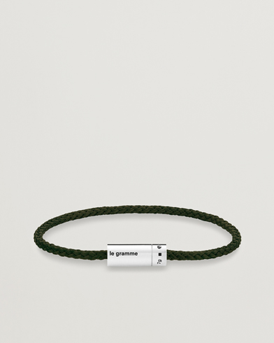 Herren | Armbänder | LE GRAMME | Nato Cable Bracelet Khaki/Sterling Silver 7g