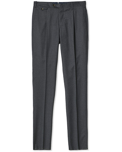 Herren |  | PT01 | Gentleman Fit Pleated Flannel Trousers Grey Melange