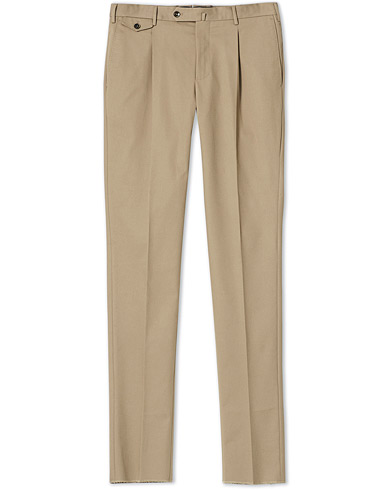 Herren |  | PT01 | Gentleman Fit Pleated Cotton Trousers Beige