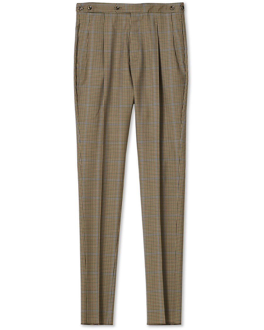  Gentleman Fit Pleated Archive Wool Trousers Brown Check
