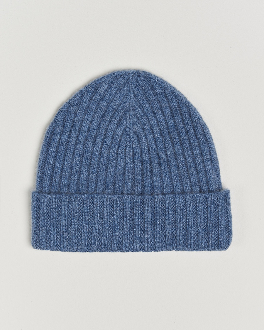 Amanda Christensen Amanda ChristensenRib Knitted Cashmere CapBlue Melange – Blau