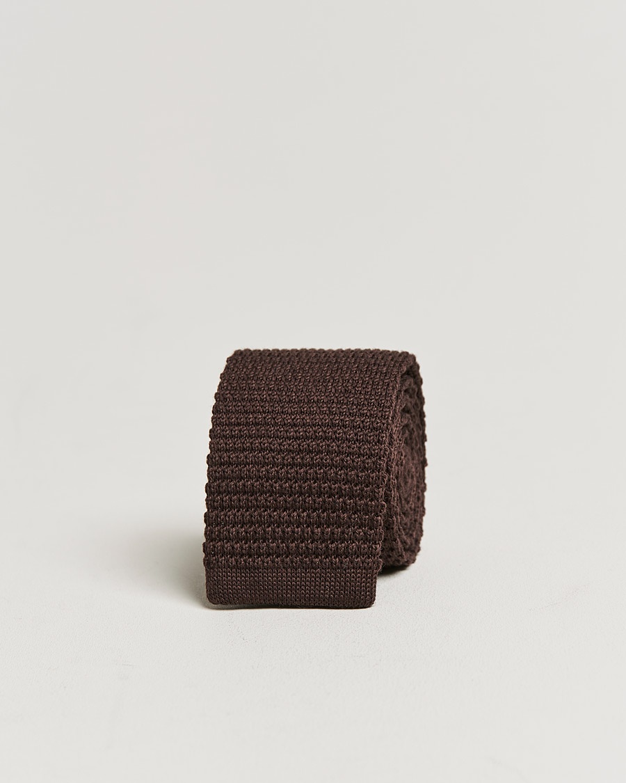  Wool Knitted 6cm Tie Brown