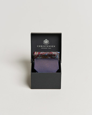 Herren | Krawatten | Amanda Christensen | Box Set Silk 8 cm Paisley Tie And Pocket Square Wine