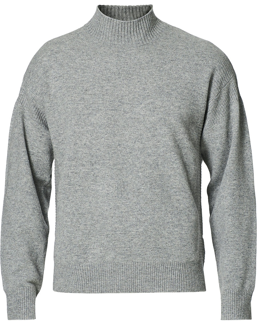 Z Zegna Recycled Wool/Cashmere Mock Neck Light Grey