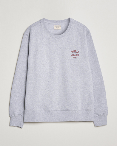 Herren | Graue Sweatshirts | Nudie Jeans | Frasse Logo Sweatshirt Grey melange