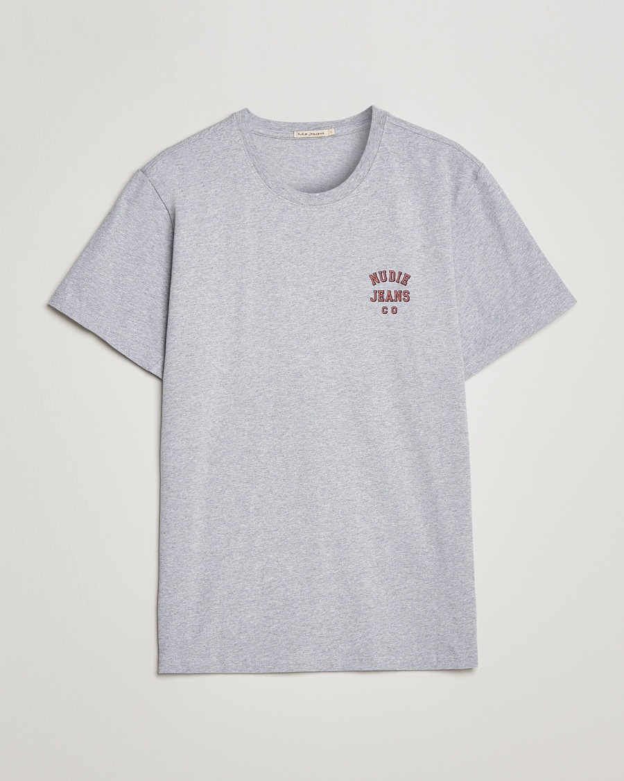 Herren | | Nudie Jeans | Roy Logo Crew Neck Tee Grey melange