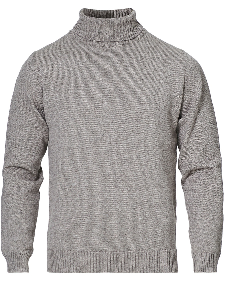 Herren | Rollkragenpullover | Stenströms | Heavy Knitted Merino Rollneck Beige Mouliné