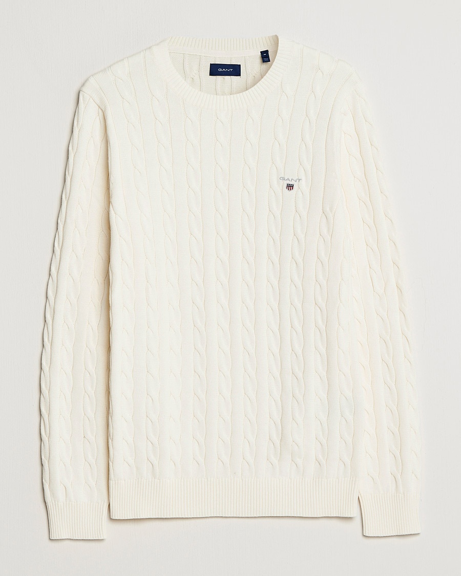 Herren | | GANT | Cotton Cable Crew Neck Pullover Cream