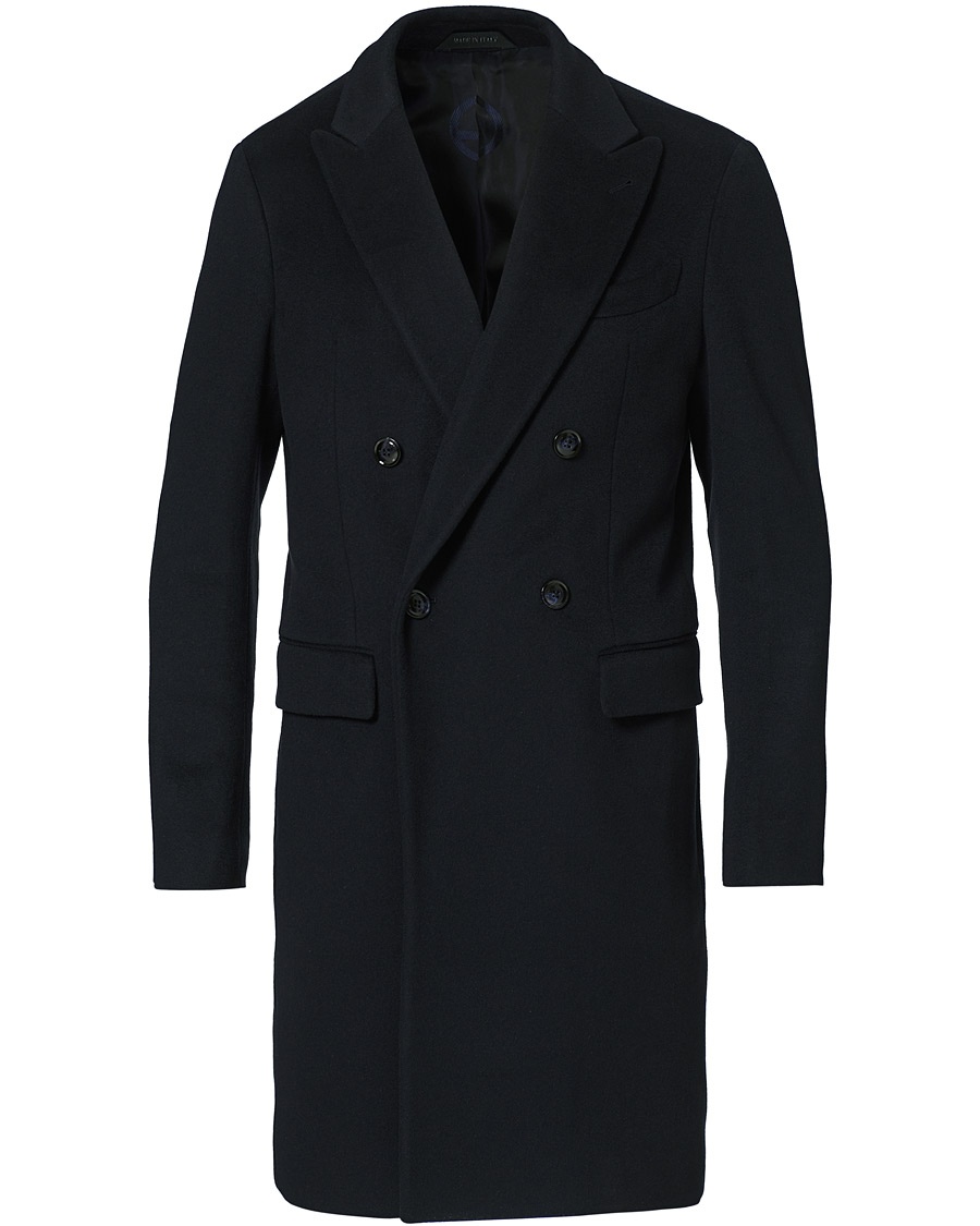 Giorgio Armani Double Breasted Cashmere Coat Navy