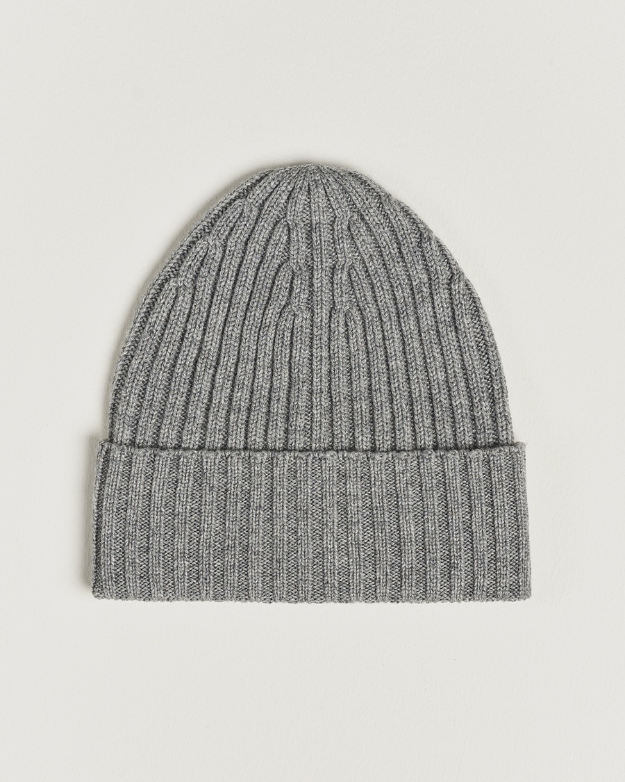 Herren | Mützen | Piacenza Cashmere | Ribbed Cashmere Beanie Grey Melange