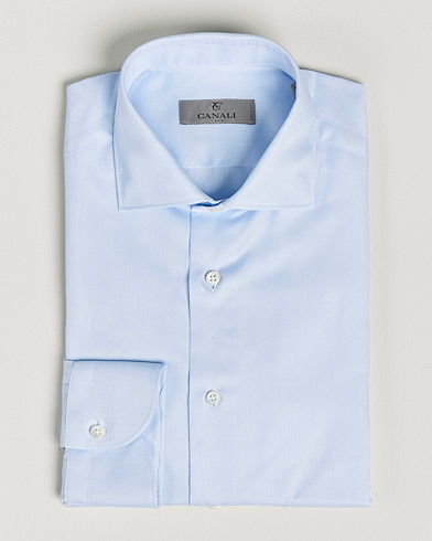Herren | Quiet Luxury | Canali | Slim Fit Cotton Shirt Light Blue