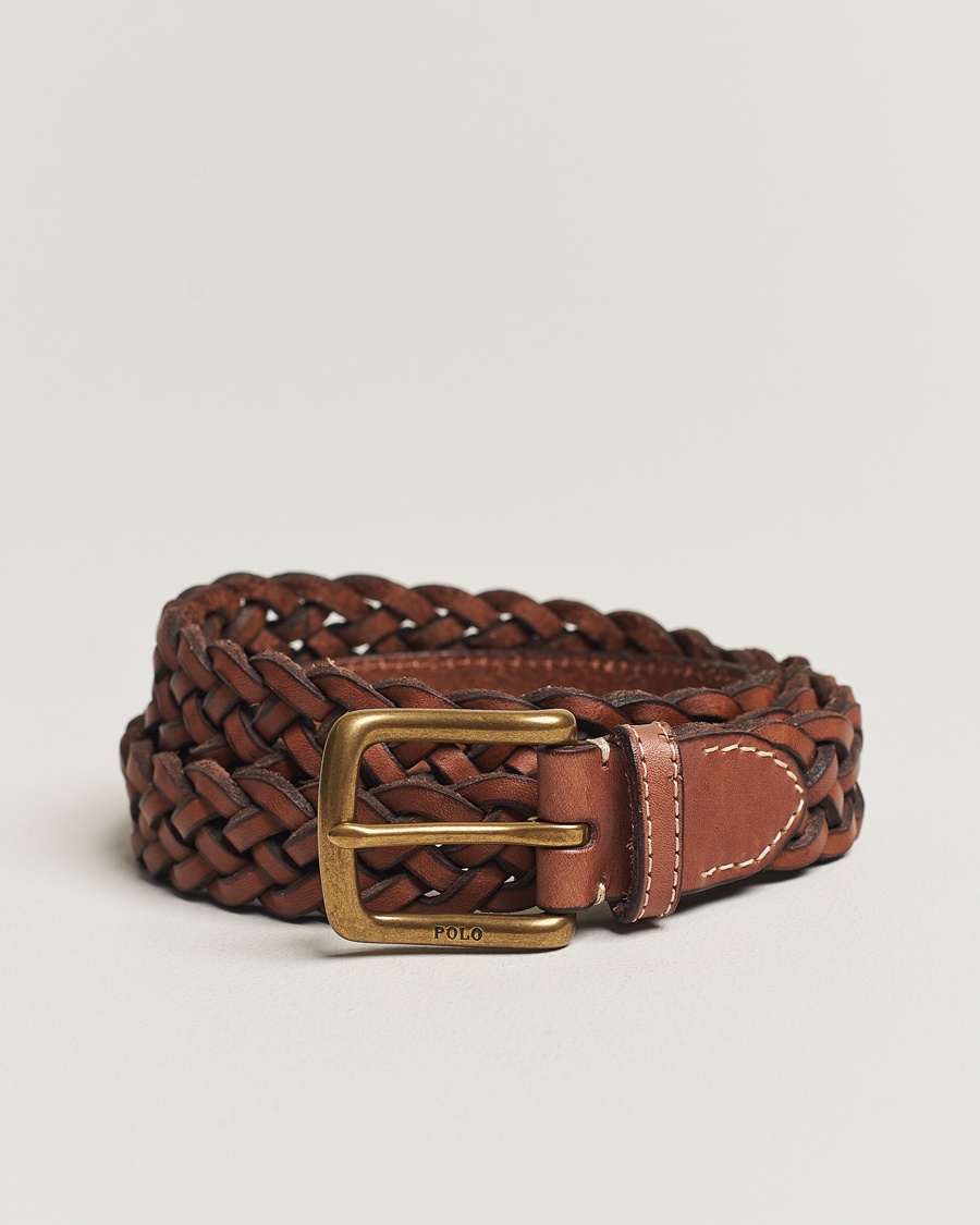 Herren | | Polo Ralph Lauren | Leather Braided Belt Saddle Brown