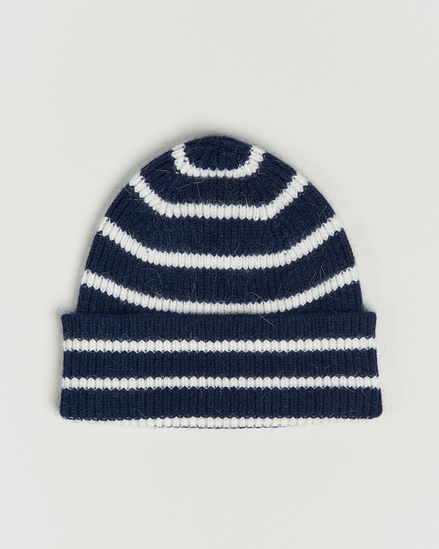 Le Bonnet Lambswool/Caregora Beanie Midnight  Stripe