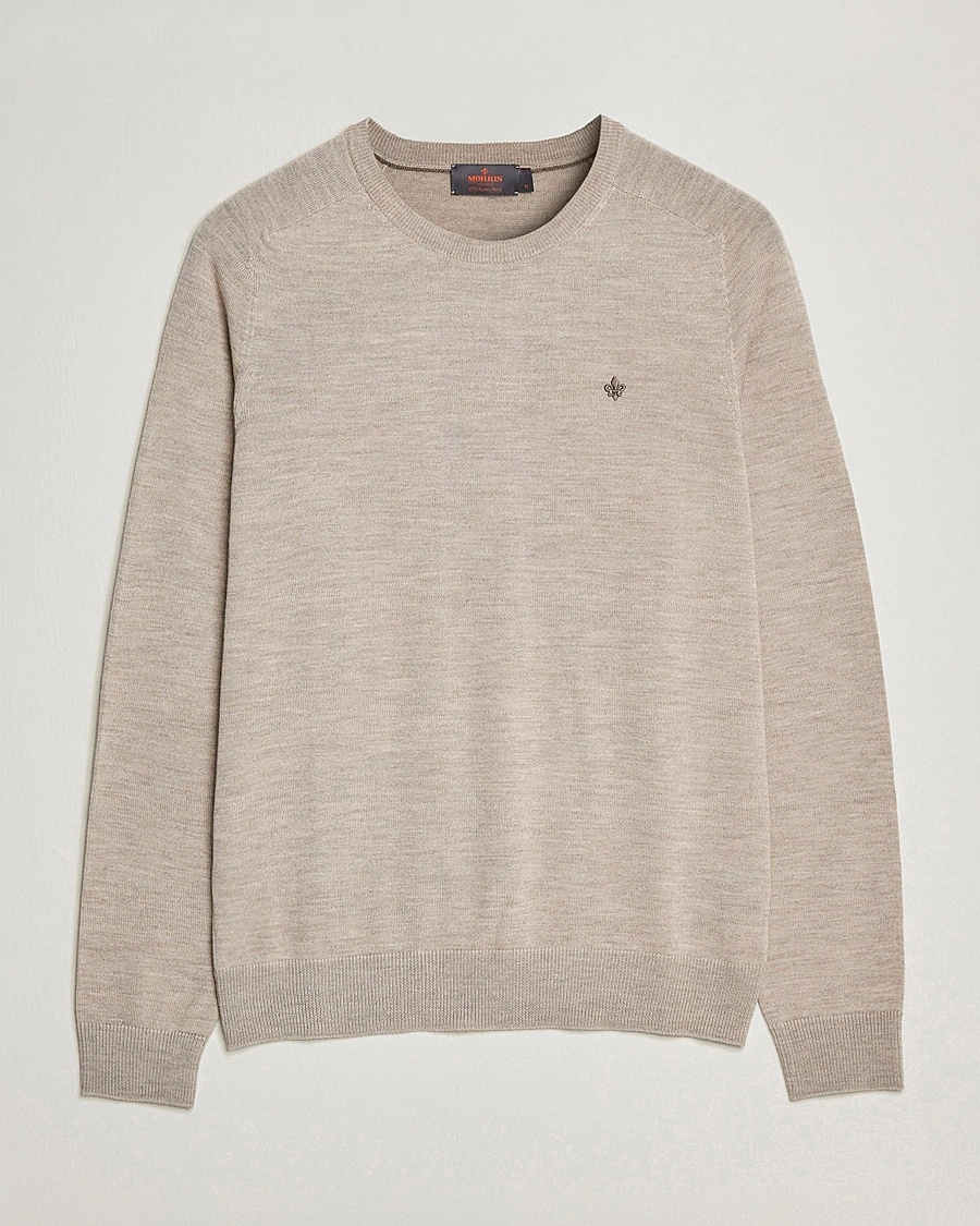 Herren | | Morris | Merino O-Neck Khaki Melange