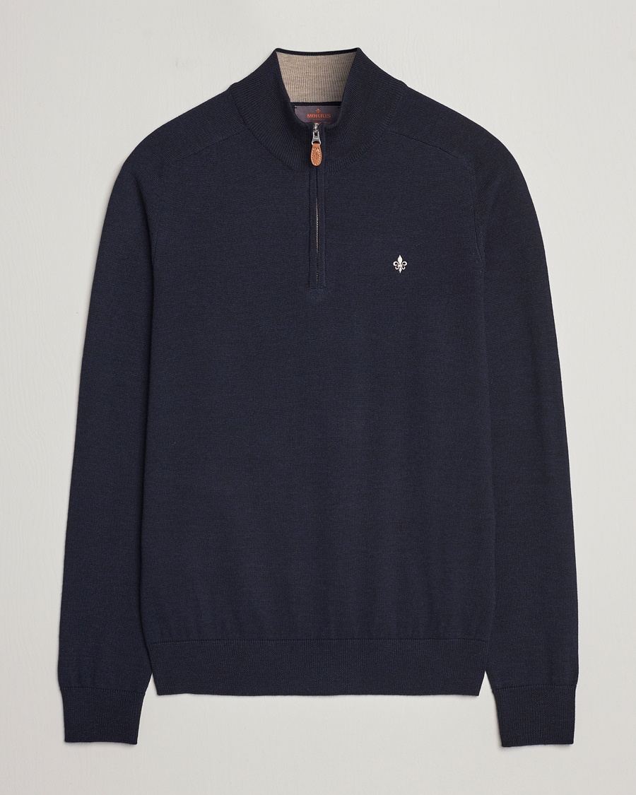 Morris John Merino Half Zip Navy – Blau