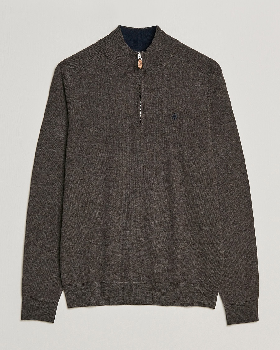 Morris John Merino Half Zip Dark Brown - Braun - Half-zip - Grösse: S