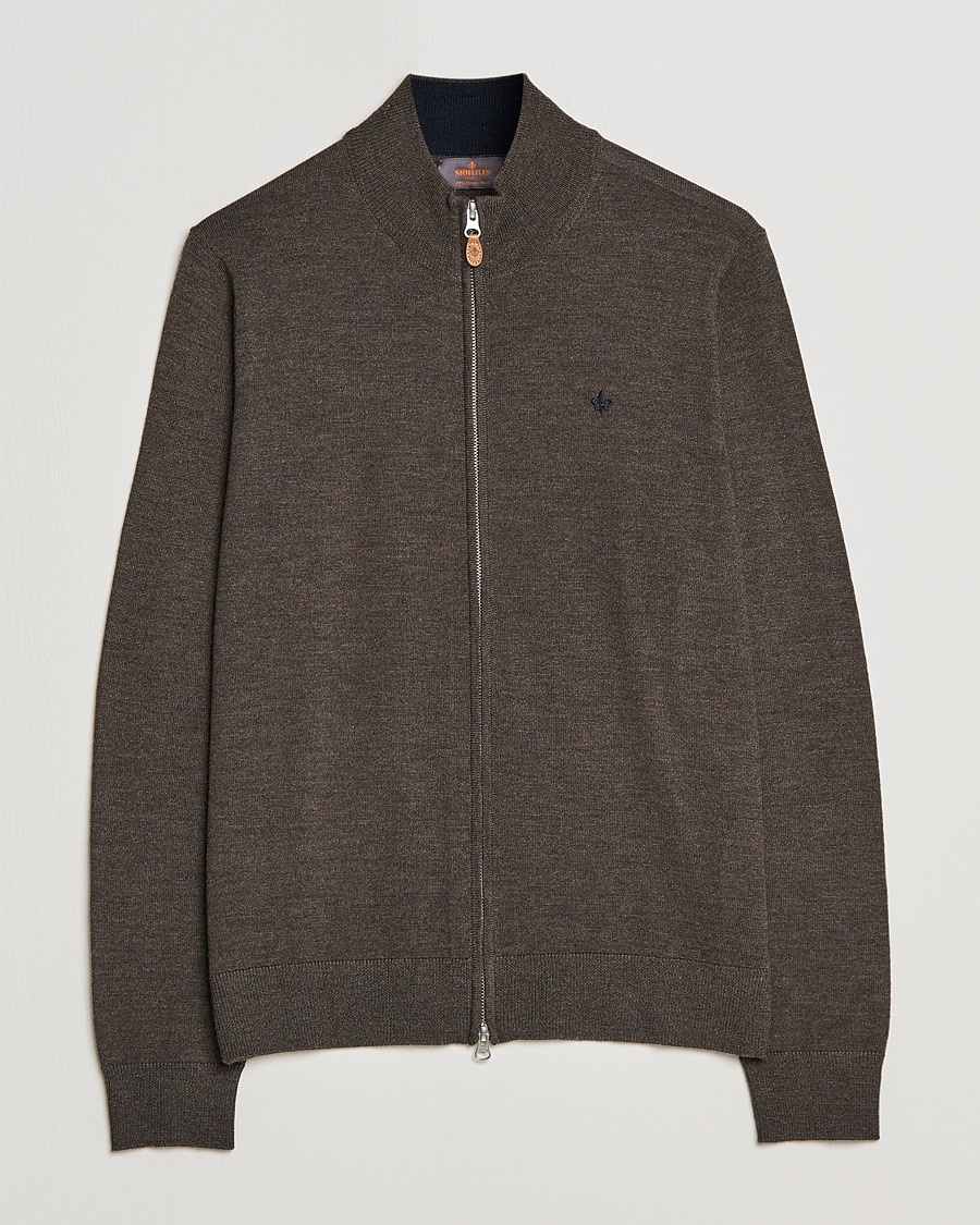  Merino Full Zip Cardigan Dark Brown