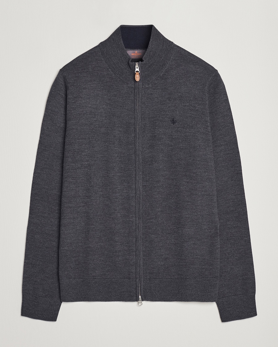  Merino Full Zip Cardigan Dark Grey