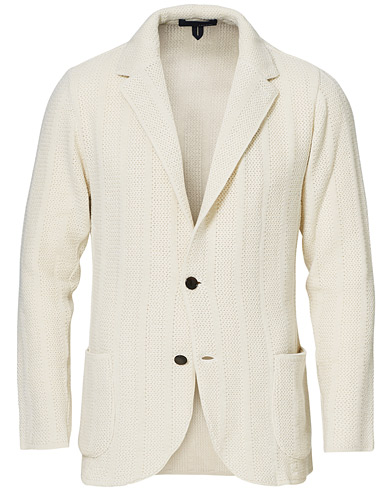 Sakko |  Knitted Wool/Cashmere Structured Blazer Creme White