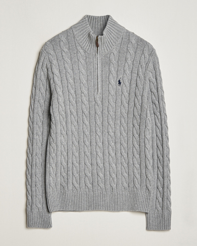 Herren |  | Polo Ralph Lauren | Cotton Cable Half Zip Sweater Fawn Grey Heather