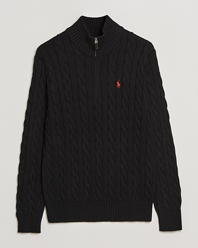 Herren | Reißverschlusspullover | Polo Ralph Lauren | Cotton Cable Half Zip Sweater Black