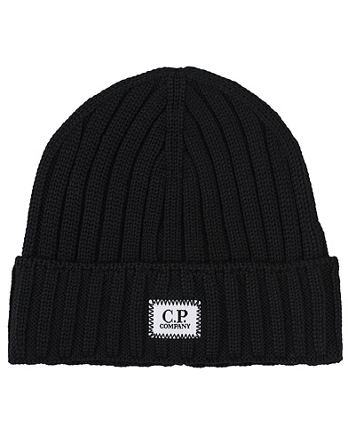 Herren | C.P. Company | C.P. Company | Knitted Merino Logo Beanie Black