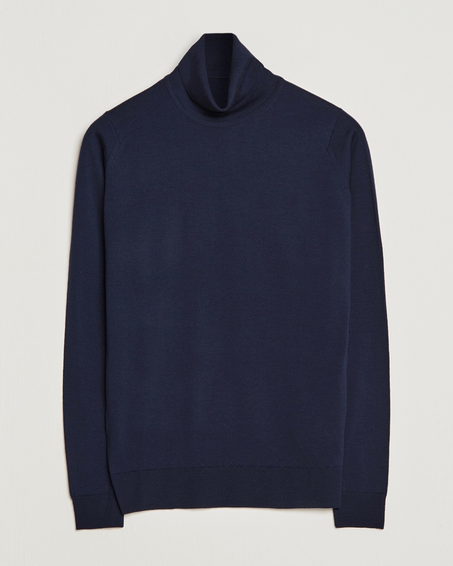 John Smedley Cherwell Extra Fine Merino Rollneck Midnight – Blau