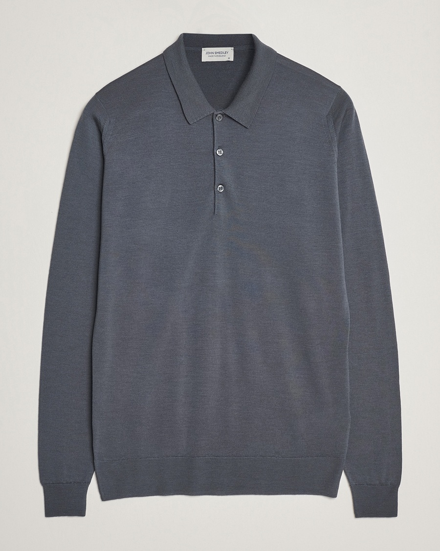 Herren | | John Smedley | Belper Extra Fine Merino Polo Pullover Slate Grey