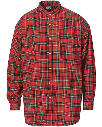 Herren |  | orSlow | Loose Fit Stand Collar Shirt Red Check