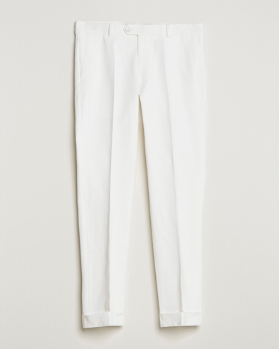 Herren | Oscar Jacobson | Oscar Jacobson | Denz Brushed Cotton Turn Up Trousers Off White