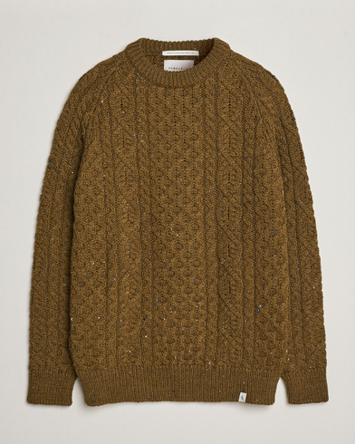 Herren |  | Peregrine | Hudson Wool Aran Knitted Jumper Khaki