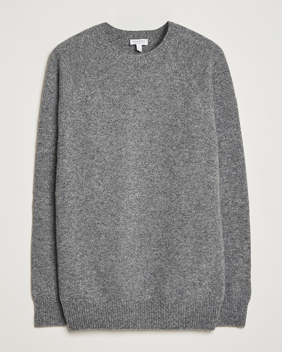 Sunspel Lambswool Crew Neck Grey Melange – Grau