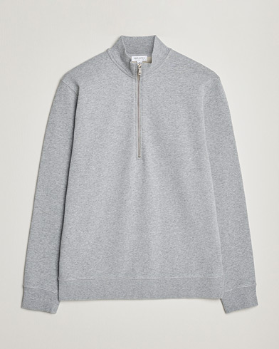 Herren | Graue Sweatshirts | Sunspel | Loopback Half Zip Sweatshirt Grey Melange