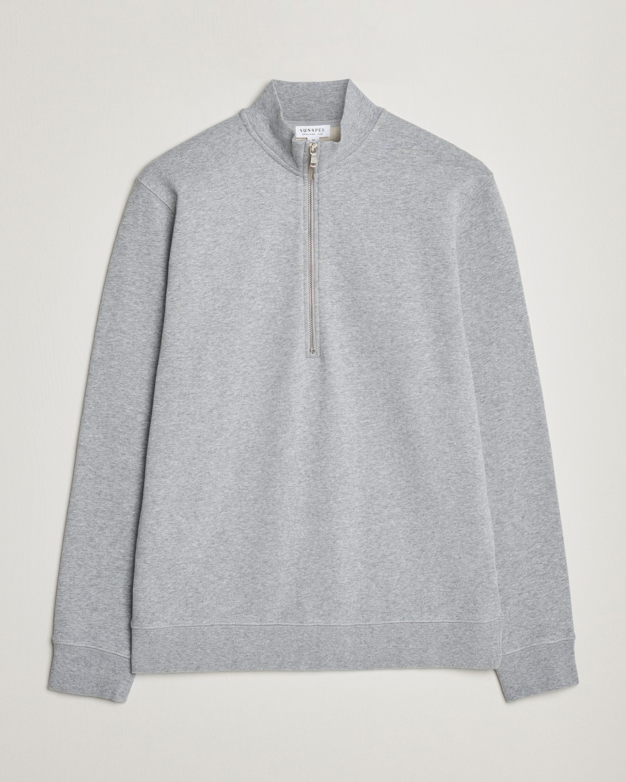 Herren | | Sunspel | Loopback Half Zip Sweatshirt Grey Melange