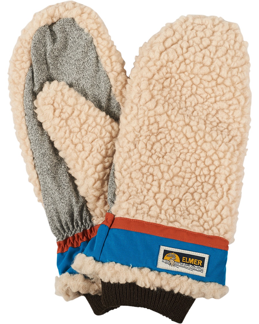 Herren | | Elmer by Swany | Miyo Wool Teddy Mittens Beige/Blue