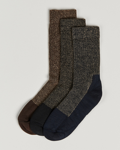 Red Wing Shoes Wool Deep Toe-Capped Crew 3-Pack Brown/Navy/Black