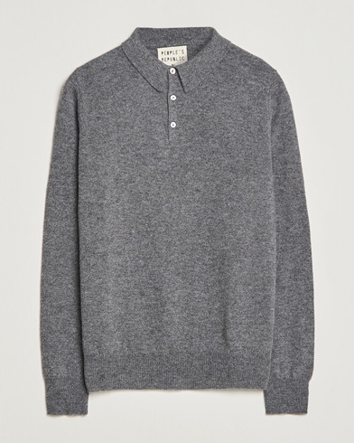 Herren |  | People's Republic of Cashmere | Cashmere Long Sleeve Polo Heather Grey