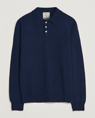 Herren |  | People's Republic of Cashmere | Cashmere Long Sleeve Polo Navy