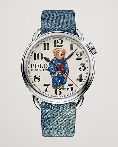Textil Strap |  42mm Automatic Denim Flag Bear Steel With White Dial