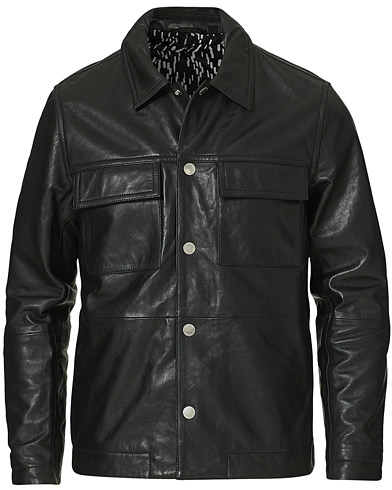  Lenox Lambsnappa Leather Overshirt Black