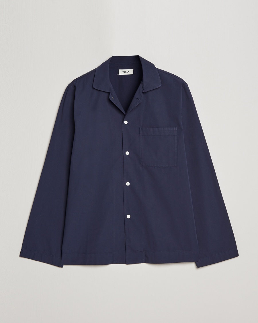 Tekla Poplin Pyjama Shirt True Navy – Blau