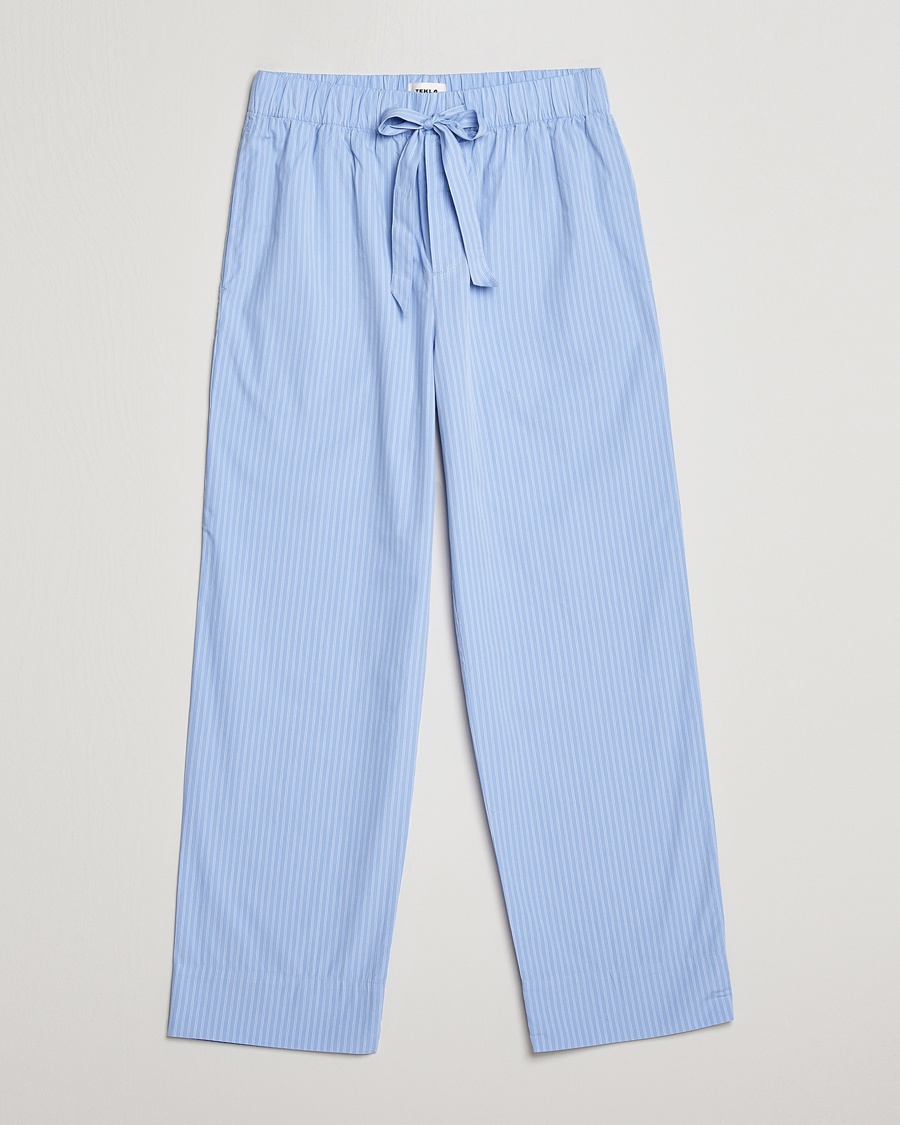 Tekla Poplin Pyjama Pants Pin Stripes – Blau