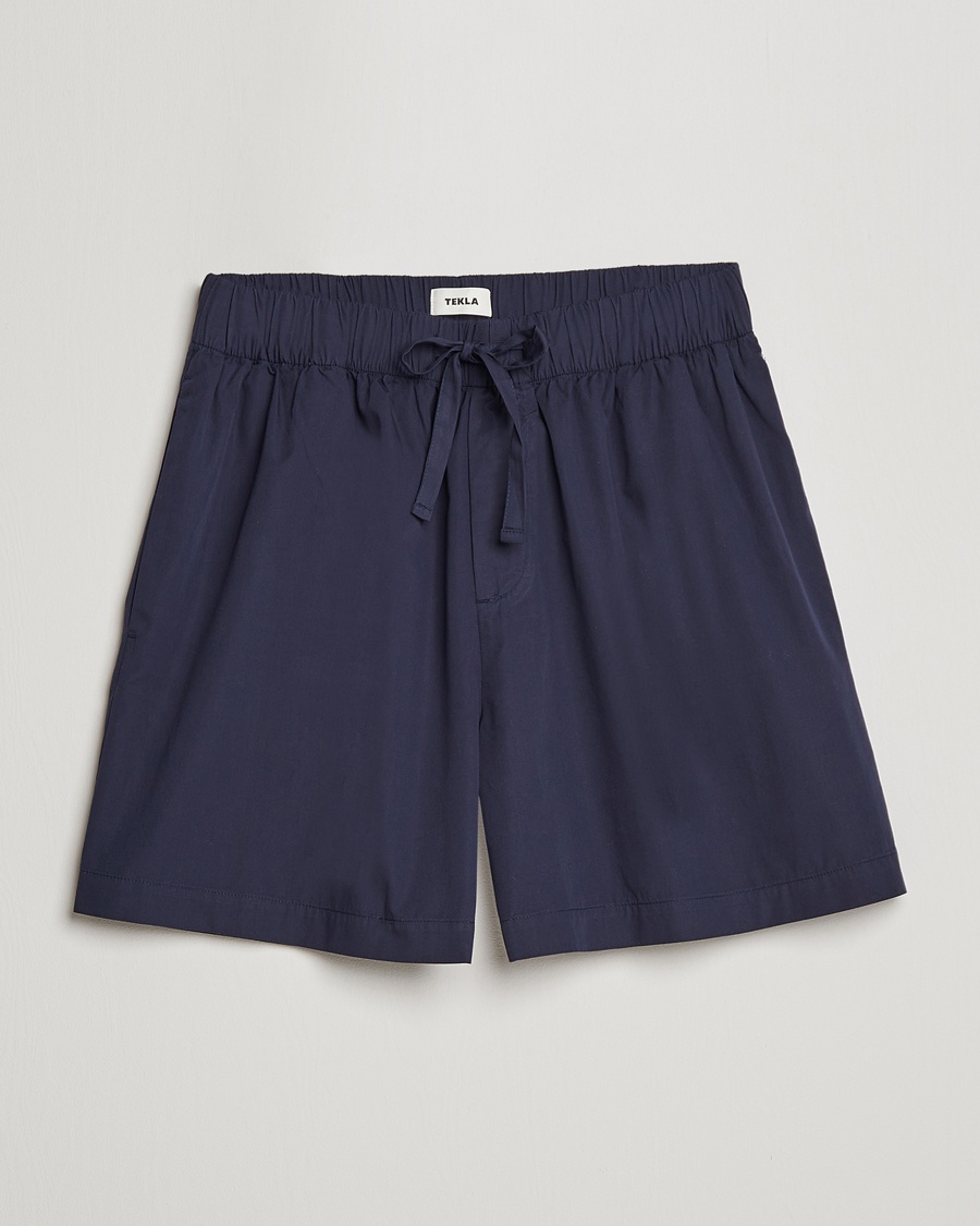 Tekla Poplin Pyjama Shorts True Navy – Blau