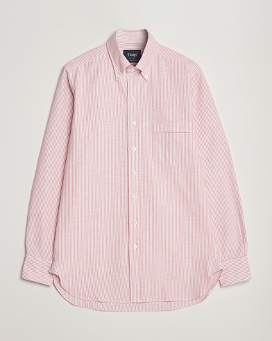 Herren | Oxfordhemden | Drake's | Striped Button Down Oxford Shirt White/Red