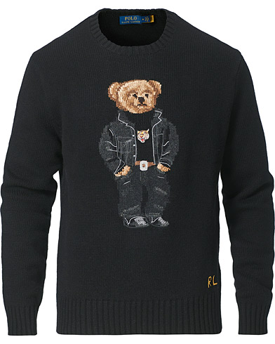 Neu im Onlineshop |  Lunar New Year Bear Wool Knitted Sweater Polo Black