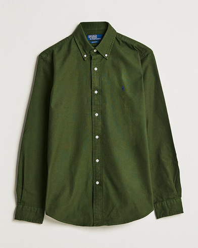 Herren | Flannellhemden | Polo Ralph Lauren | Custom Fit Brushed Flannel Shirt Army Green