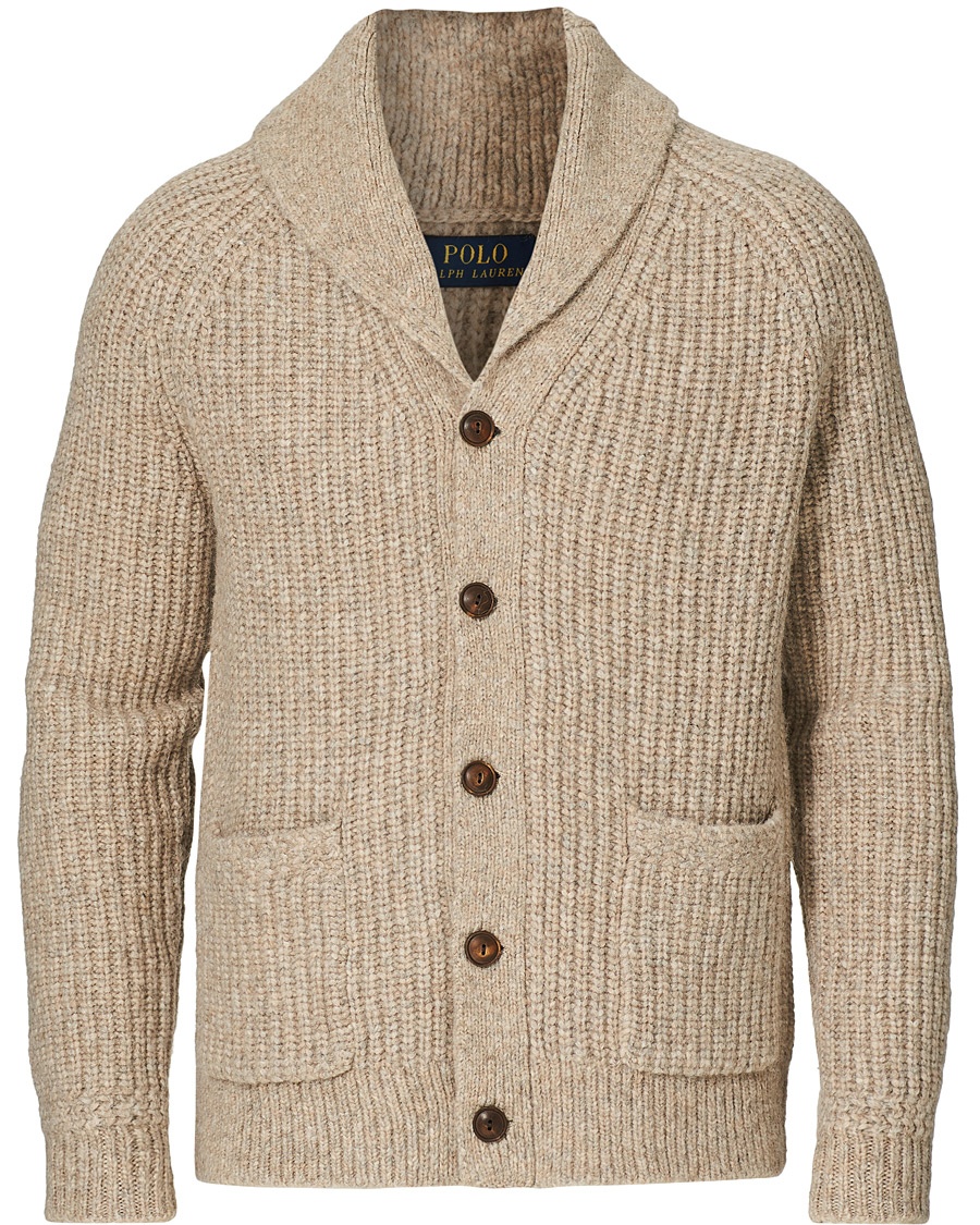  Wool Knitted Shawl Cardigan Oatmeal Heather